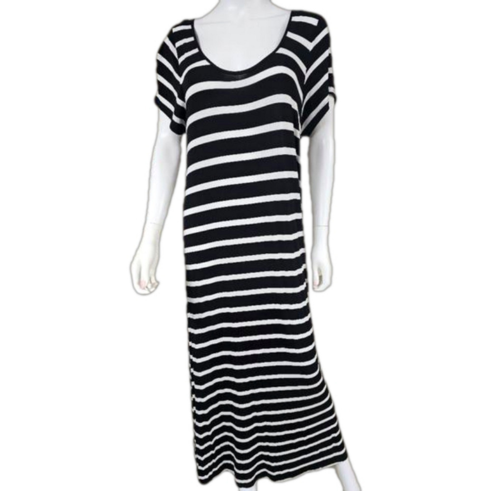 Exist Short Sleeve Scoop Neck Striped Tee Maxi Dress Size 1X